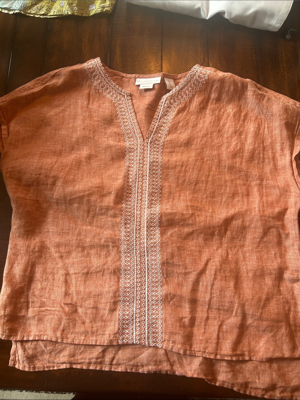 House of Harlow 1960 Embroidered Linen Tunic - Peach